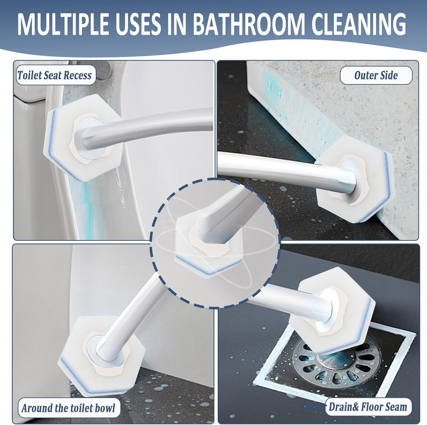 Disposable Toilet Bowl Wand Refills, Toilet Cleaner Refill Pads Compatible with Most Wands, Disposable Toilets Brush Replacement Head Scrubbing Pads for Bathroom Cleaning(100 Packs)