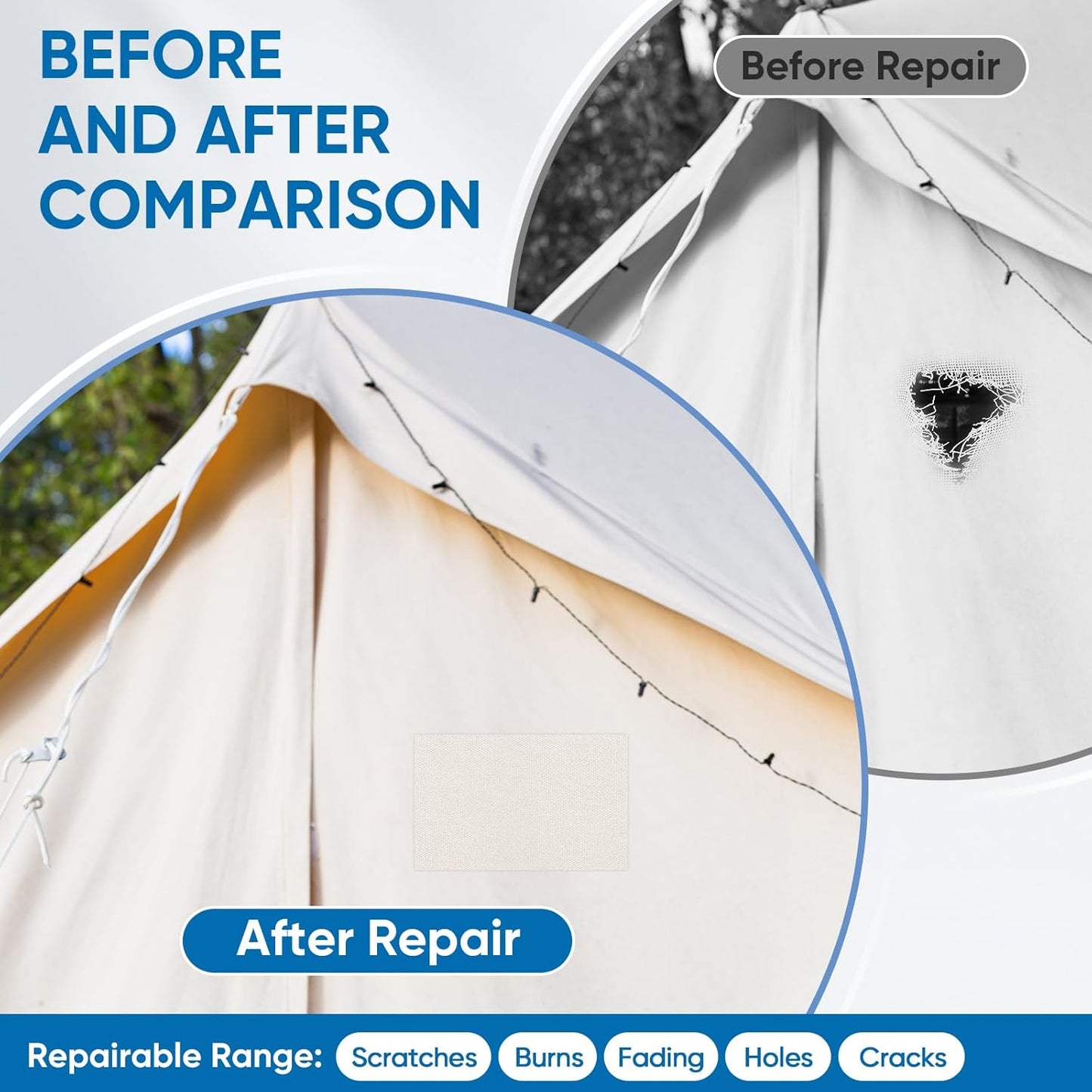 Oversized Canvas Patch 16 "x31, Self-Adhesive Waterproof Canvas Patch Set for Repairing Tents, Couch, Boat Covers, Camping Chairs, Awnings, Car Seats.(Dark Brown)