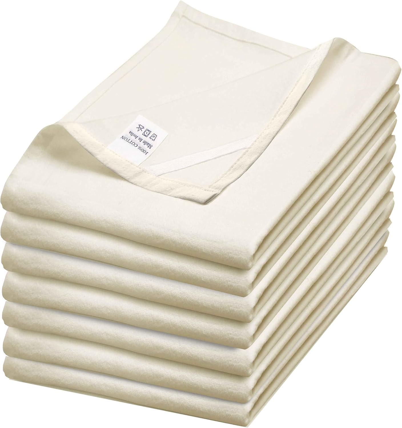 WHITEWRAP Flour Sack Towels| Tea Towel for Crafts| Kitchen Dish Cotton Blank Towel for Embroidery|Baking Bread Proofing Linen Cover| Thick Absorbent Quick Dry| 7 Pack 15"x25" Natural