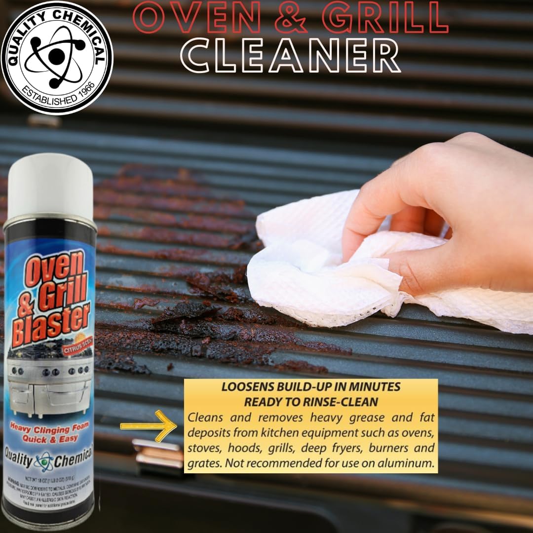 Quality Chemical Oven and Grill Blaster Heavy-Duty Oven Cleaner, Grease and Carbon Remover - 18 oz Can (Pack of 12)