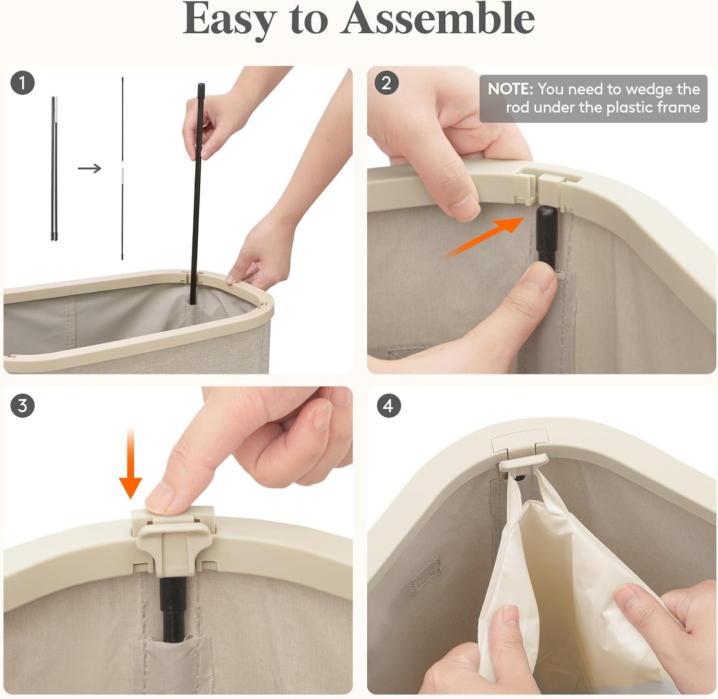 Lifewit 65L Slim Laundry Basket with Lid, Narrow Large Laundry Hamper with Plastic Handles and Removable Bag, Tall Foldable Dirty Clothes Hampers for Laundry Room, Bedroom, Bathroom, Dorm, Beige