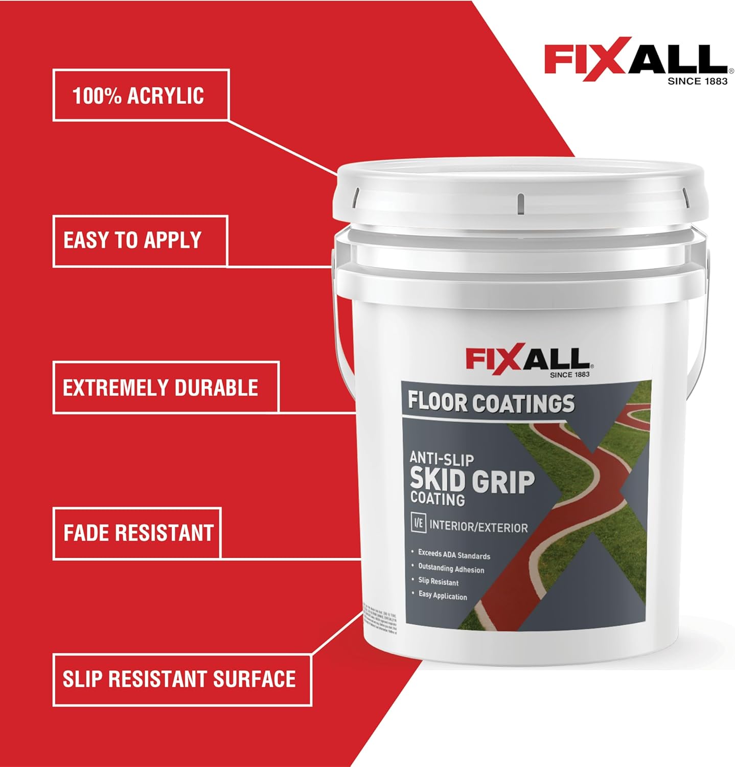 FIXALL Skid Grip Anti-Slip Coating, 5 Gallons, Camel, Exceeds ADA Standards, Ideal for Safety Areas, Slip-Resistant Pavement, Cement & Concrete Paint
