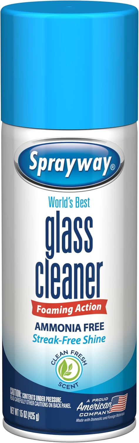 Sprayway Glass Cleaner Foaming Aerosol Spray, 15oz, Pack of 6 | Ammonia-Free, Streakless, Fast-Acting | Cleans & Polishes Glass Surfaces | Fresh Scent, Removes Fingerprints, Dust, Dirt, Smoke Film