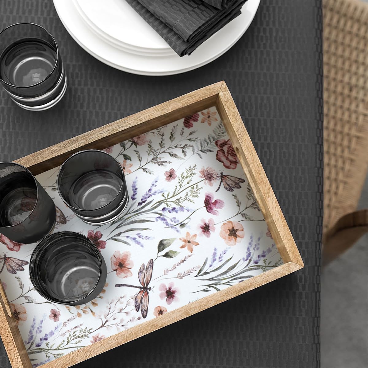 Floral Shelf and Drawer Liner for Kitchen Cabinets,12IN x 20FT Non-Adhesive and Strong Non-Slip Cabinet Drawer Liners for Kitchen Shelf, Waterproof Cupboard Liners,Easy to Clean