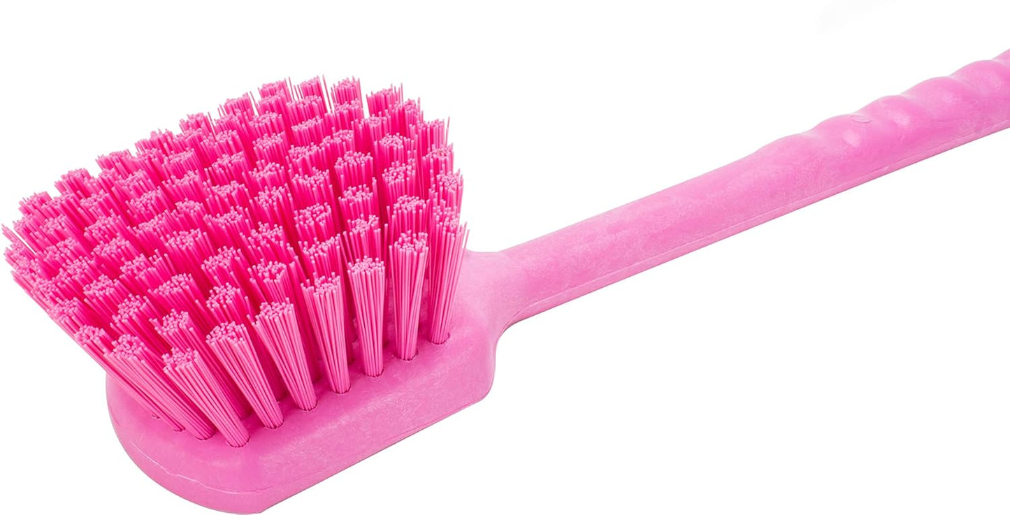 SPARTA 40501EC26 Plastic Large Scrub Brush, Kitchen Brush, Utility Brush With Long Handle For Cleaning, 20 Inches, Pink