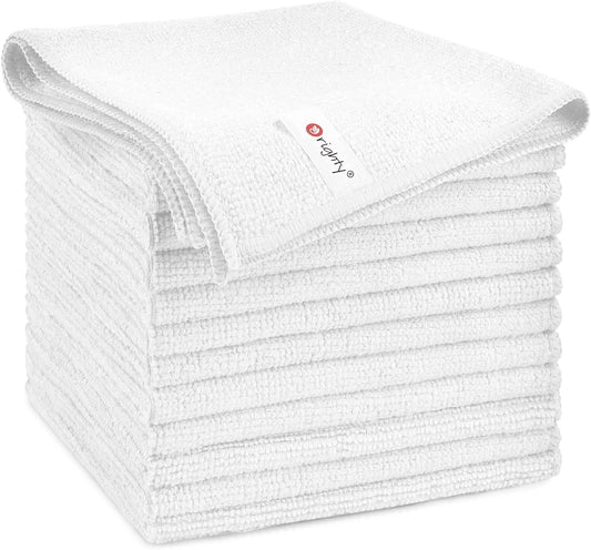 Orighty Microfiber Cleaning Cloth, 12 Pack Microfiber Towels for Cars, Highly Absorbent Car Cleaning Supplies, Lint Free Cloths Clean Rags for Car Care, House, Kitchen, 12x12 inch, White