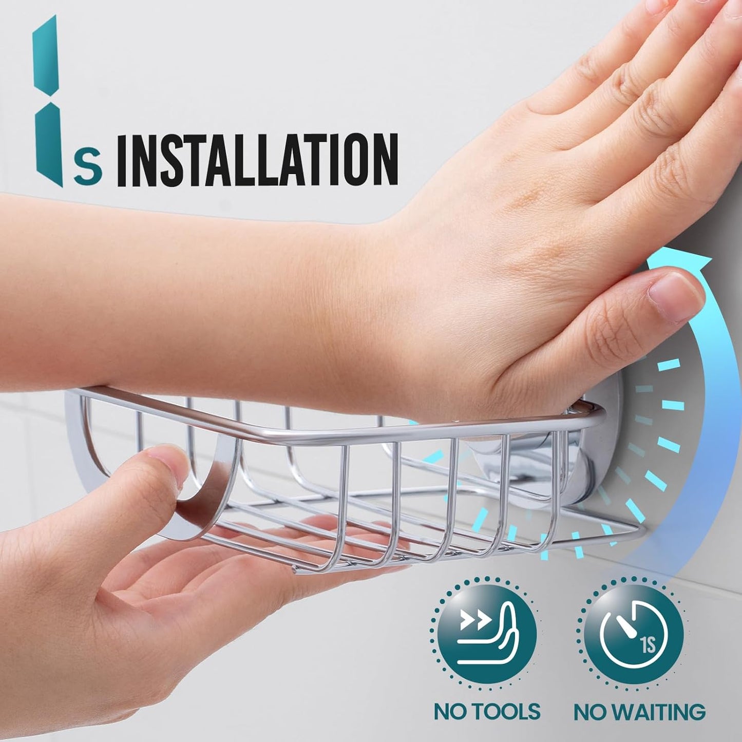 TAILI Soap Bar Holder Dish with Hooks, Shower Soap Tray Saver Suction Cup with Razor Holder for Wall, Rustproof Stainless Steel Bath Shampoo Caddy for Bathroom Accessories Organizer, Silver