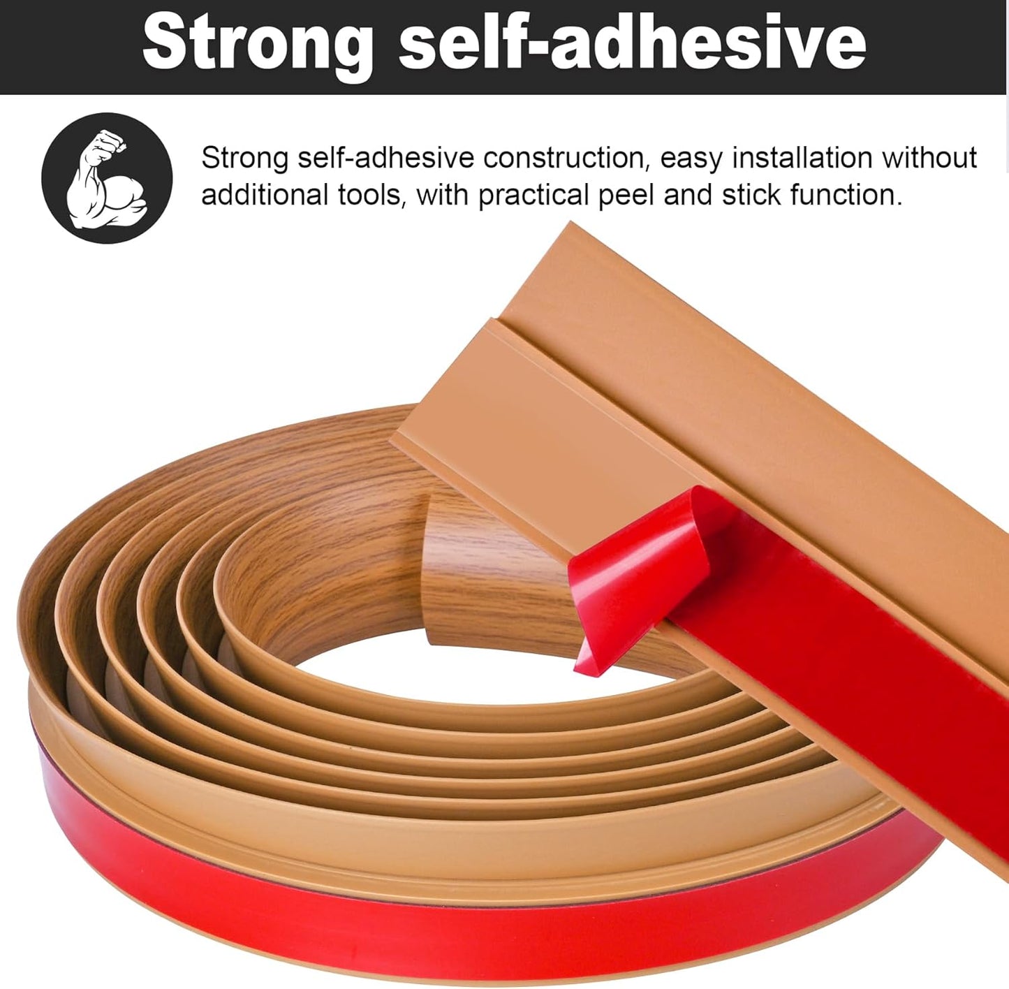 20Ft Carpet Floor Transition Strip, Self Adhesive Floor Edging Trim Strip, PVC Threshold Cover for Doorway, Floor Divider Strip Suitable for Threshold Height Less Than 5 mm - Light Brown Coffee