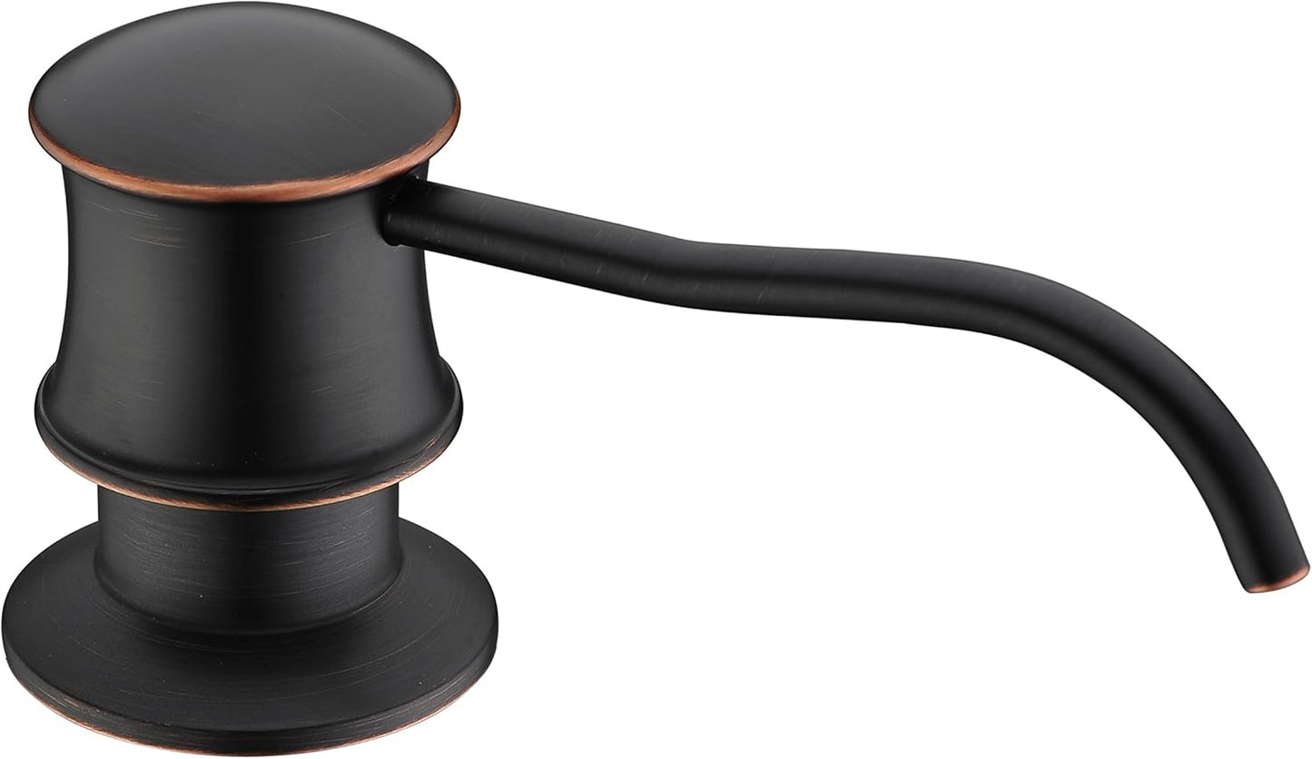 Delle Rosa Soap Dispenser, Liquid Soap Dispensers for Kitchen Sink, Brass Head Kitchen Sink Soap Dispenser Soap or Lotion Pump Dispenser Oil Rubbed Bronze, 11oz/320ml