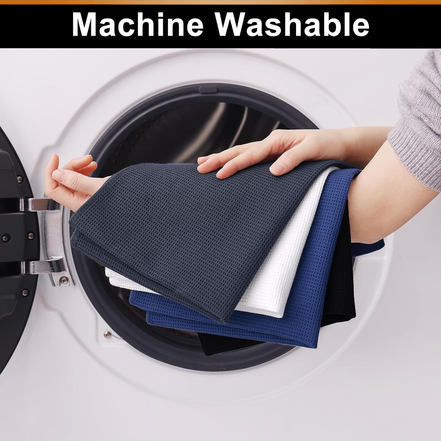 Homaxy 100% Cotton Kitchen Towels and Dishcloths Set - 8 Pack Waffle Weave Soft and Absorbent Dish Towels - 26 X 16 Inch and 12 X 12 Inch - Multiple Colour