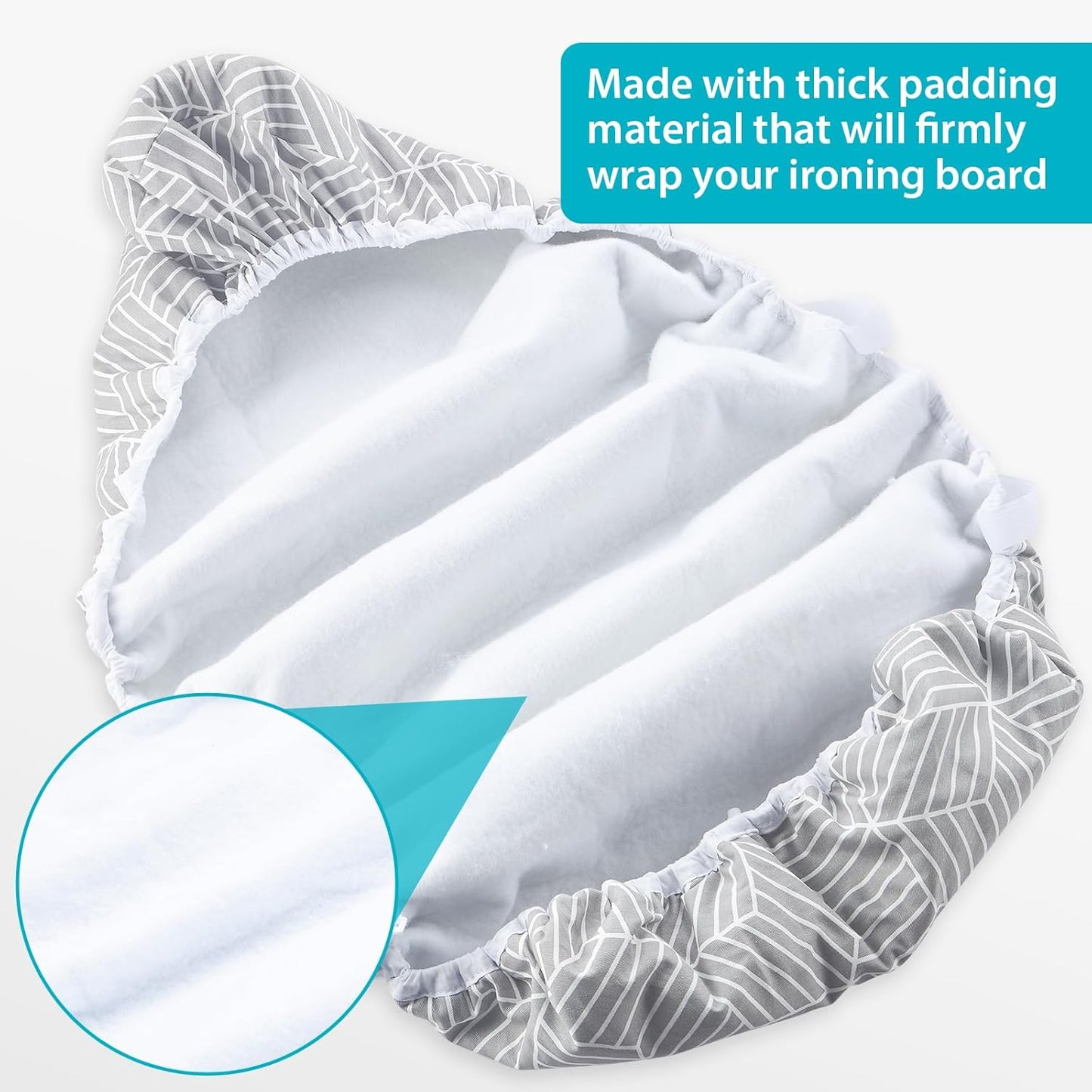 Ironing Board Cover with Padding 15 x 54 inch Standard Full Size, Heat Reflective with Hook and Loop Fasteners, Thick Padding with Elasticized Edges, 3 Layers Iron Board Cover (Gray Cube)