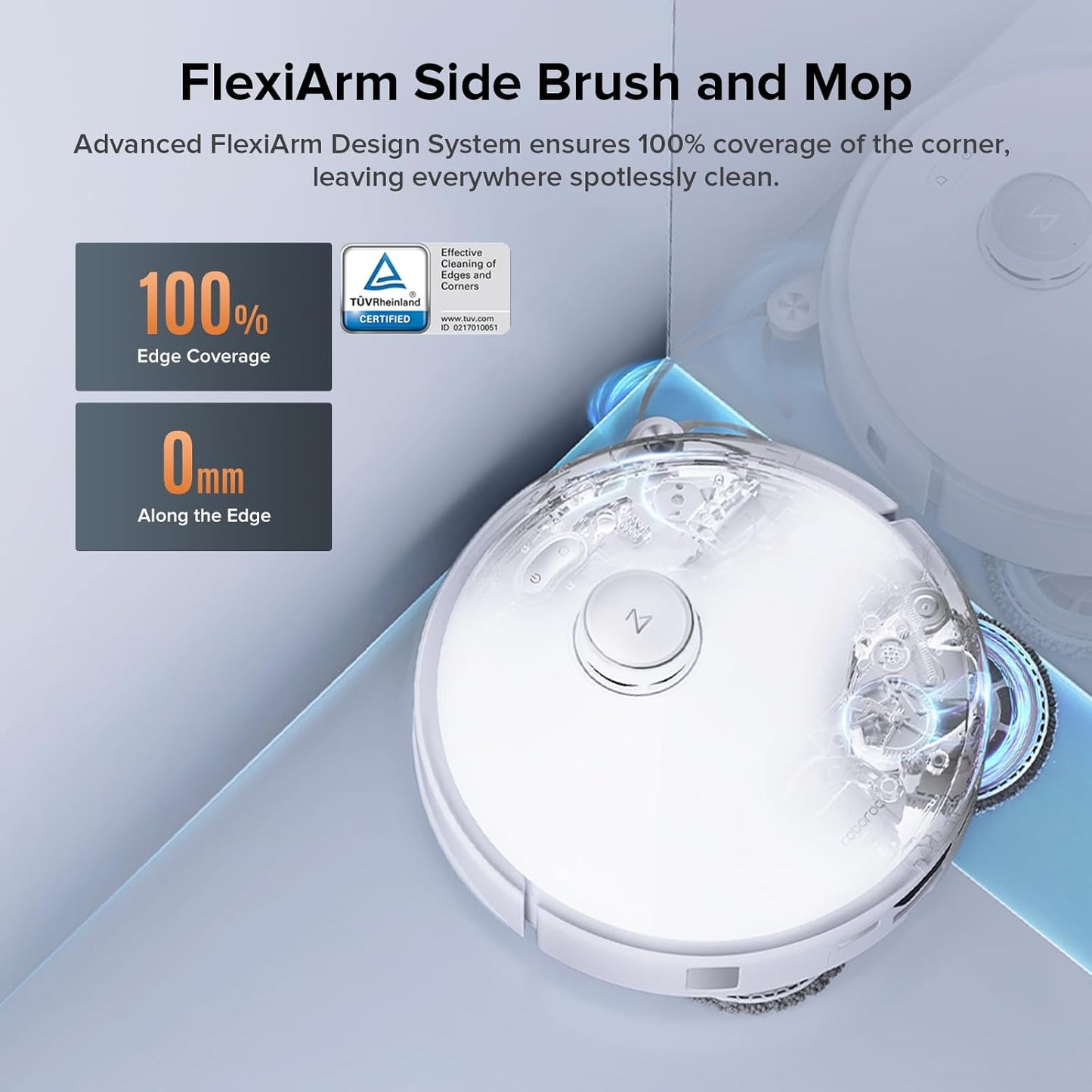 Roborock Qrevo Edge S5A Robot Vacuum and Mop, 18,500Pa, Zero-Tangling, DuoDivide Main Brush, FlexiArm Side Brush, Hot Water Mop Washing & Self-Cleaning, Warm Air Drying, Self-Emptying, White