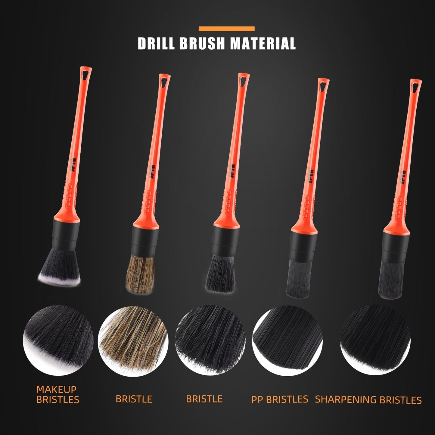 SPTA 8Pcs Wheel & Tire Brush Car Detailing kit, Easy Reach Wheel and Rim Brush, 5pcs Detailing Brushes, Short Handle Cleaning Brush, 1pc Microfiber Cleaning Cloth, Great to Clean Dirty Tires