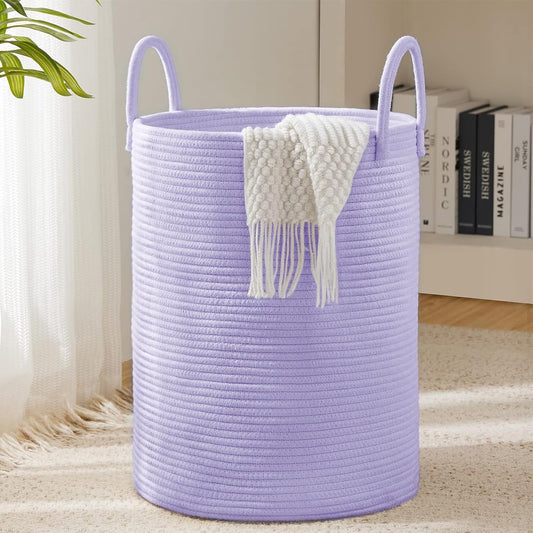 YOUDENOVA Laundry Hamper Basket, Woven 58L Tall Laundry Basket for Blanket Organizer- Clothes Hamper Baby Nursery Hamper for Blanket Storage in Bedroom