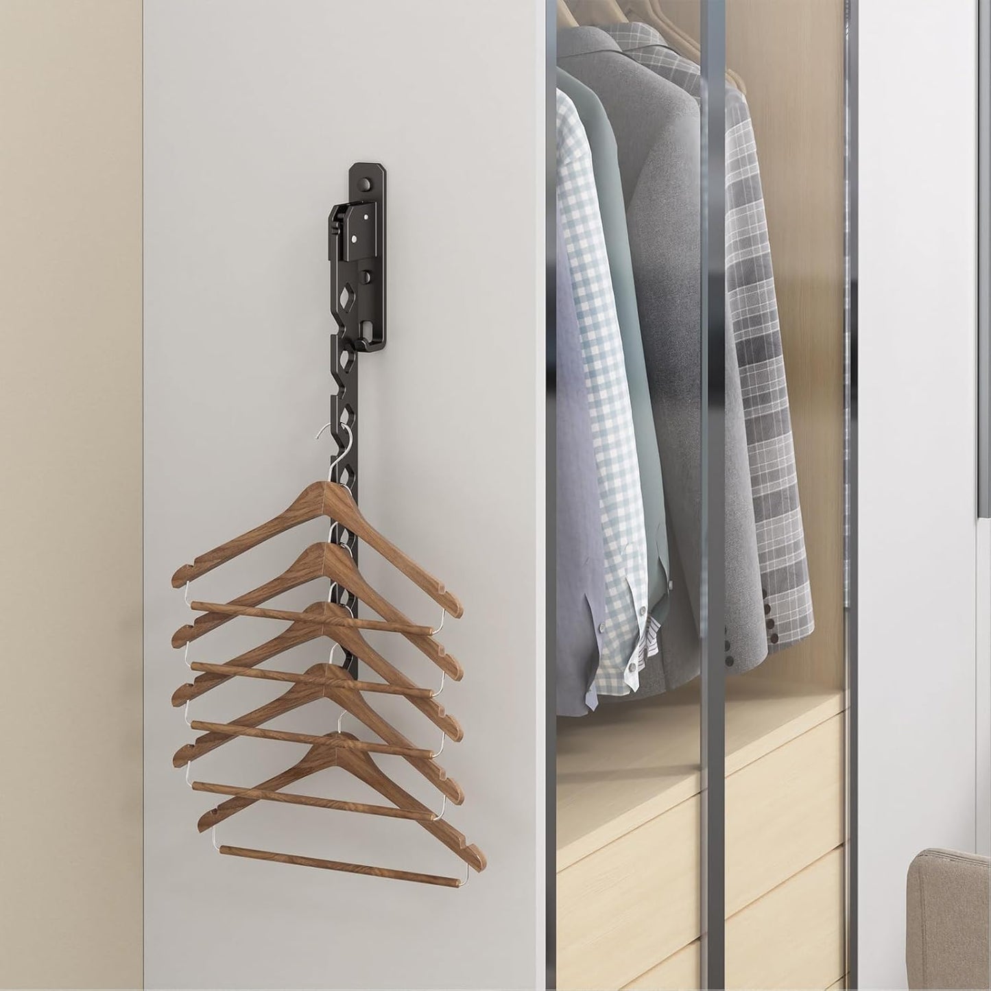 Wall Mounted Clothes Drying Rack, Wall Clothes Hanger Hook for Laundry Room Hanger Foldable, Wall Clothes Rack Indoor, Perfect for Small Spaces, Matte Black 2 Packs