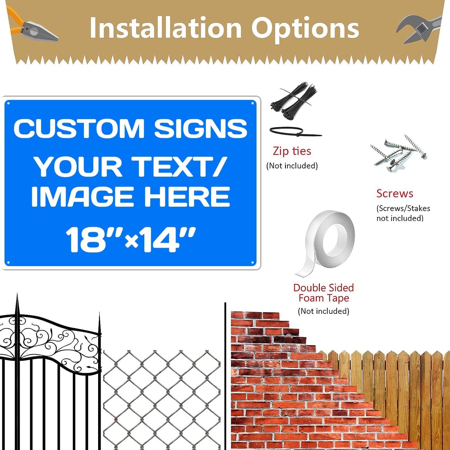 Custom Signs Outdoor and Indoor,Aluminum Weatherproof Metal Sign Multiple Sizes Custom Personalized Text And picture Here,custom door sign/garden sign/hazard sign(18 * 14inch,Blue)