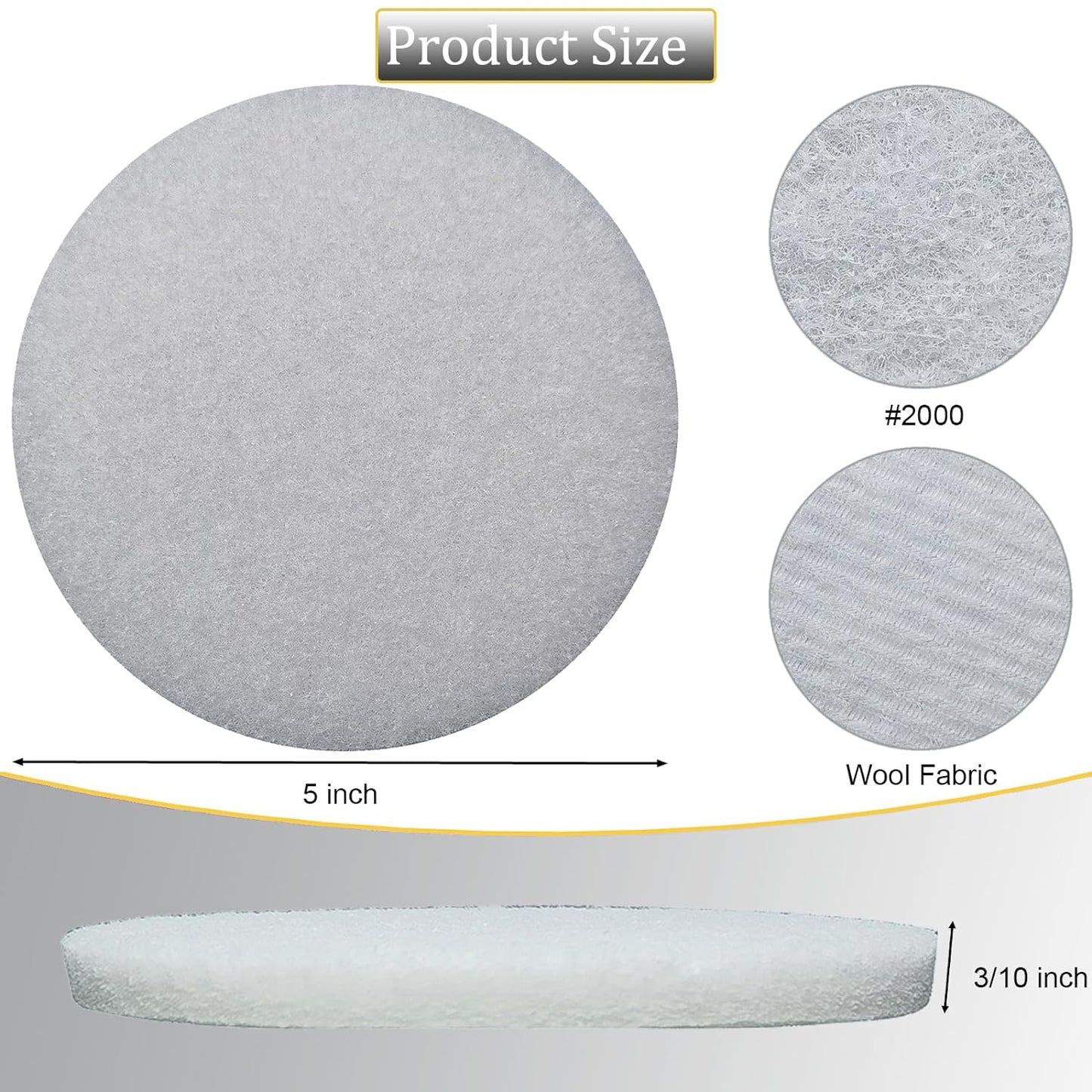 10 Pack 5 Inch 2000 Grits Multipurpose Scrubber Scouring Pads Flocking Scuff Pads -Hoop and Loop Scuff Pads Conditioning Discs Polishing Pad for Furniture Automotive Cleaning, Rust Removal