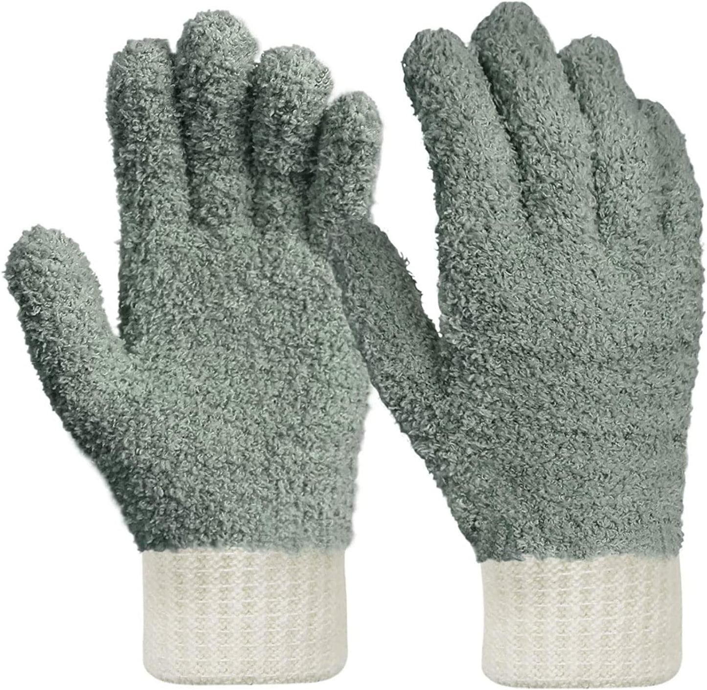 MIG4U Microfiber Gloves - Dusting Gloves for House Cleaning - Washable Blind Cleaner Duster Tool (Gray,S/M)