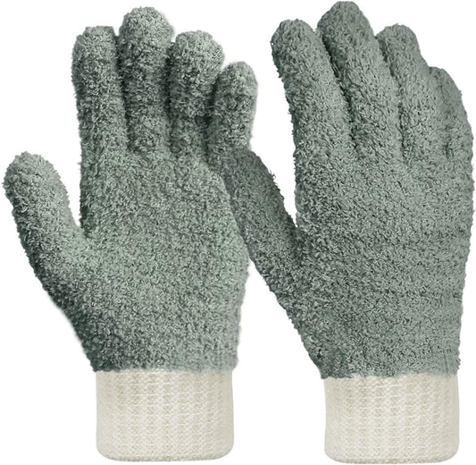 MIG4U Microfiber Gloves - Dusting Gloves for House Cleaning - Washable Blind Cleaner Duster Tool (Gray,S/M)