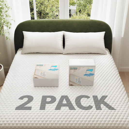 OhGeni 100% Waterproof Mattress Protector, Fitted Sheet,Full -2 Pack with Stretchable Pockets, Deep Sleep Noiseless Soft. Breathable Cooling Hypoallergenic Material, Mattress Cover for Bed