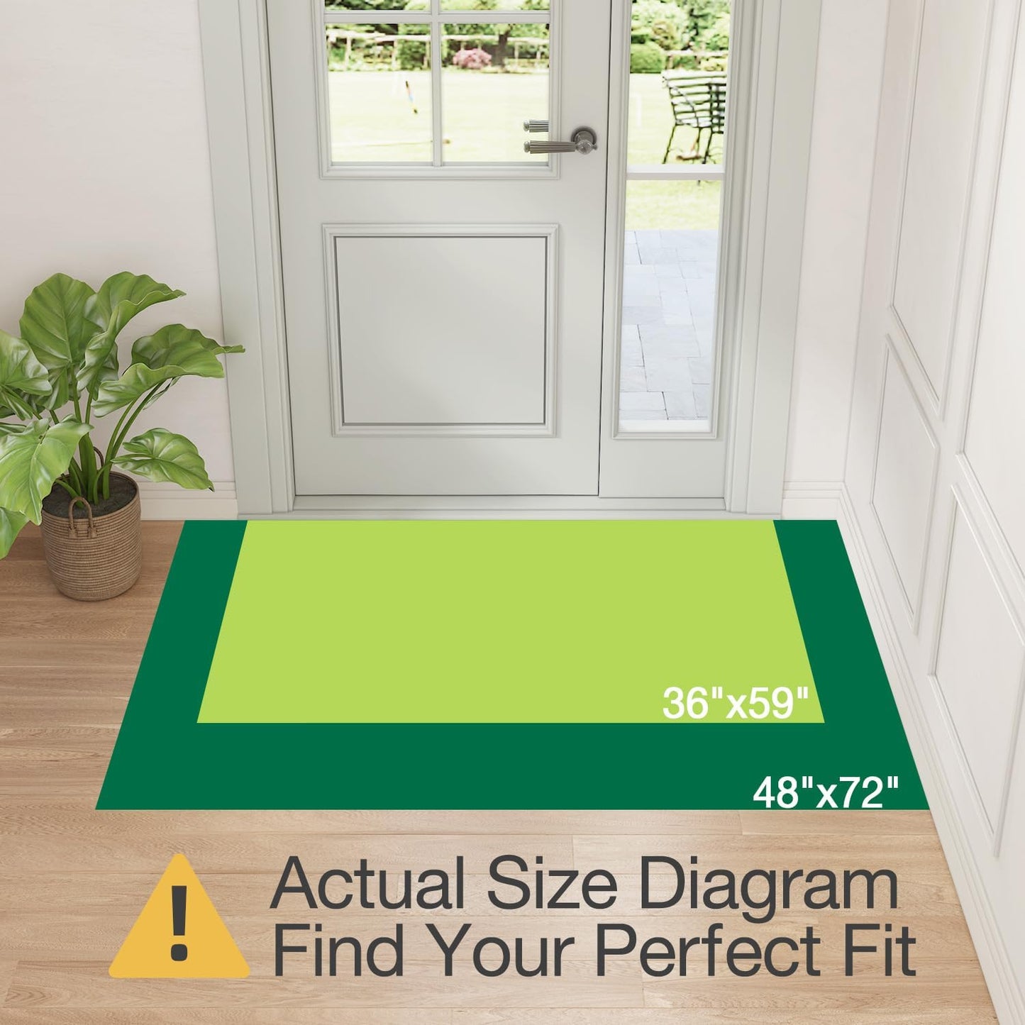 LUMI Ultra Thin Door Mat for Entryway,48"x72" Low Profile Non Slip Rubber Backing Indoor Doormat, Easy Clean Welcome Entrance Mat for Inside House, Patio, Brown