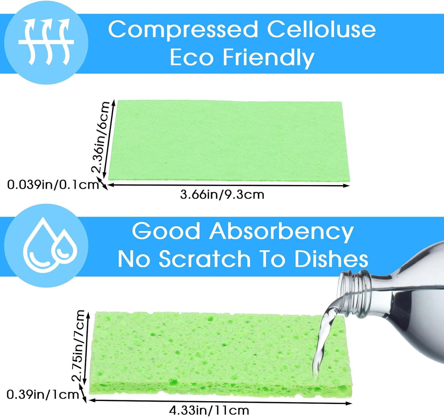 100pcs Kitchen Sponges Bulk Natural Sponges for Dishes Reusable Dish Sponge Scrub Compressed Wood Pulp Sponge Non-Scratch Cleaning Spongefor Kids DIY Kitchen Bathroom Household