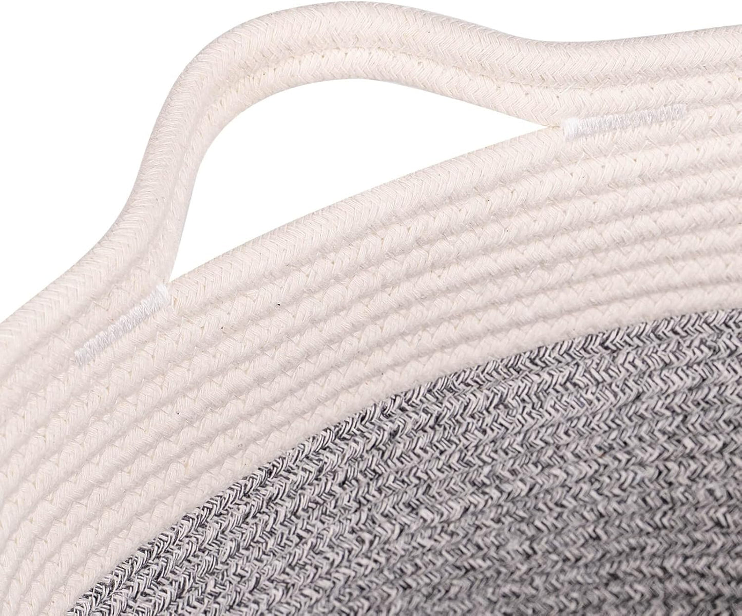 Medium and Large Woven Basket//With Handle, Used for Toys and Fabric Storage Basket used for Storing xl Storage Box, Decorative Storage Box Room 2pack (14L*10W*8.6H Silver Gray, 14Lx10Wx8.6H)