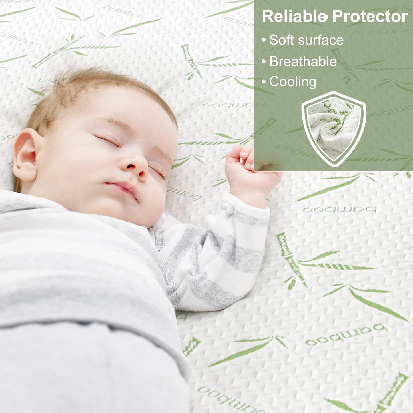 Twin XL Mattress Protector Waterproof Mattress Pad Washable Bamboo Rayon Mattress Cover Breathable Noiseless Bed Protector 5" - 21'' Elastic Fitted Deep Pocket