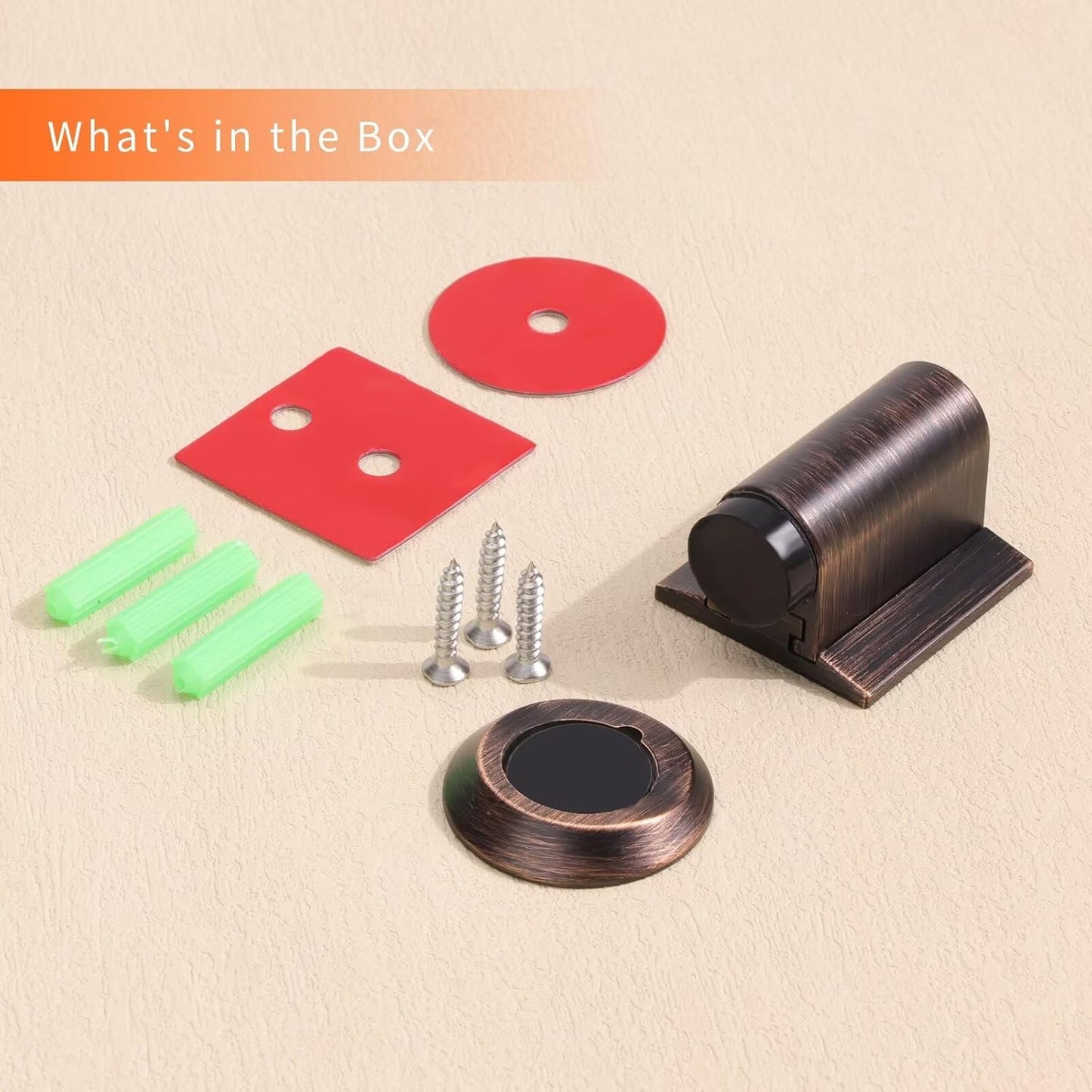 Bak Bo Magnetic Door Stoppers 4 Pack Bottom of Door Holder Keep Door Open No Drilling Magnet Floor Door Stop with Screws and Adhesive Oil Rubbed Bronze DS268ORB-4