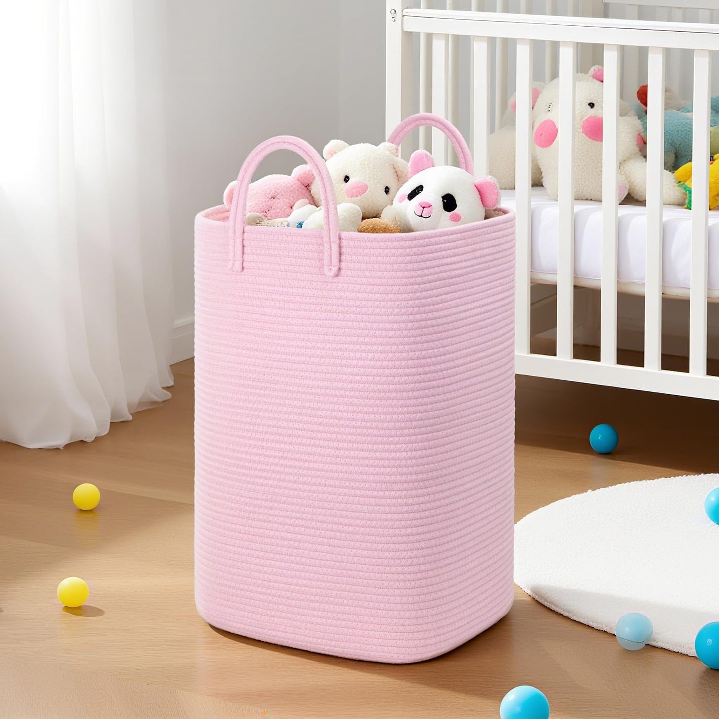 Laundry Basket,Woven Cotton Rope Laundry Hamper,80L Versatile Storage for Dirty Clothes,Baby Toys,and Blankets in Bathroom, Nursery,and Living Room