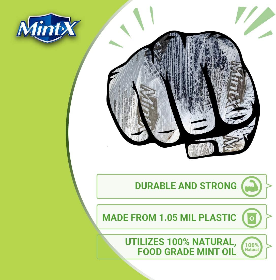 Mint-X Rodent Repellent Outdoor Home and Industrial Trash Bags with Drawstring & Mint-Flex Technology; 33 Gallon, 40 Count, Black