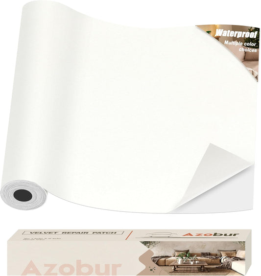 Azobur Couch Patches, Extra-Large Durable Fabric Tape, Ideal for Automotive Upholstery Repair, Waterproof, Self-Adhesive, Quickly Fix Sofas, Car Interiors, and Other Fabric Items (White)