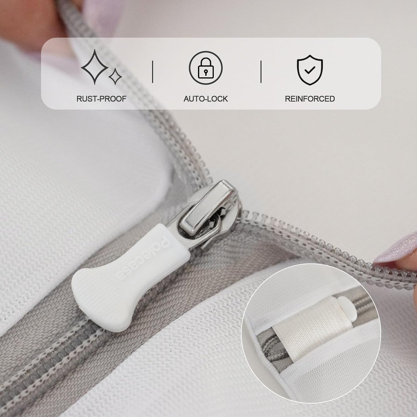 Polecasa 3Pcs 9 x 12 Inches Extra Durable Fine Mesh Laundry Bags with Sturdy Zipper for Delicates, Socks, Protect Clothes in Washing Machine, Laundry Room Essentials for College, Dorm (3 Small)