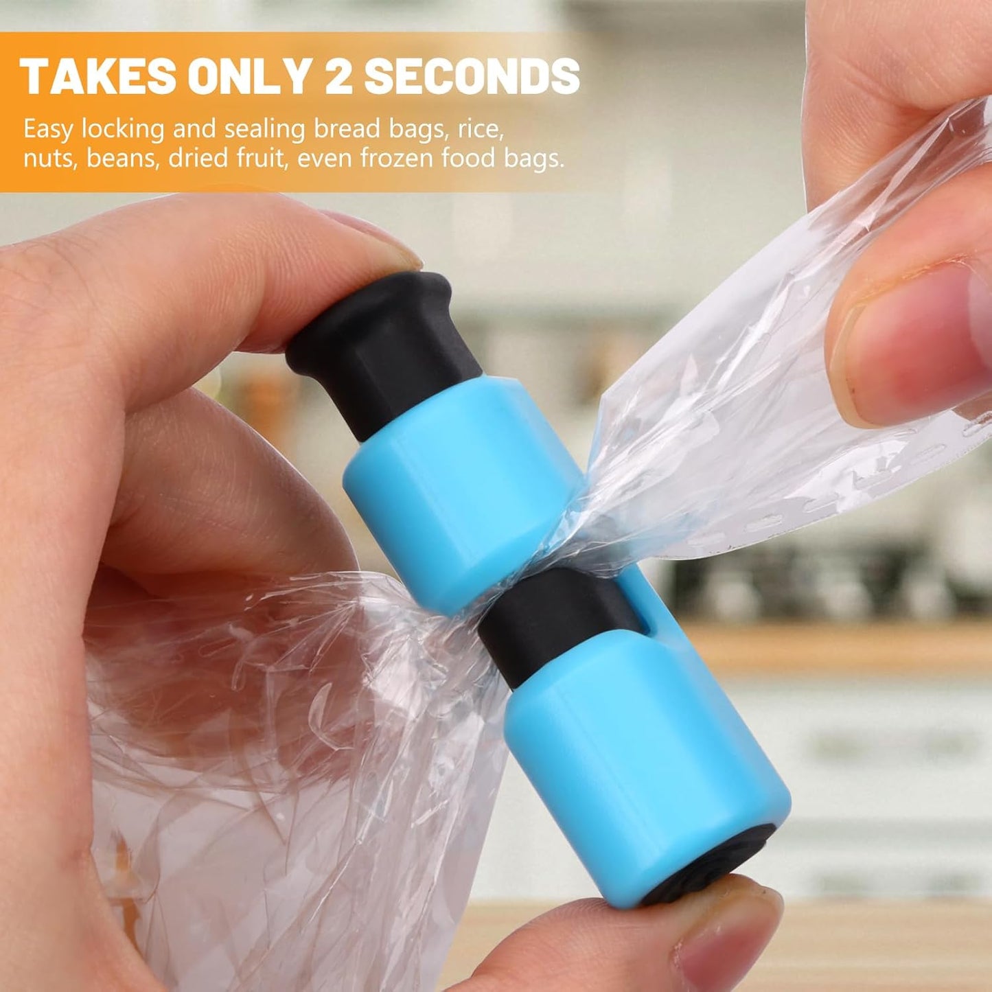 AmoreAngel Crafts 12 Pack Bread Bag Clips，Squeeze Lock Food Bag Clips, Plastic Sealing Clip for Bread, Snacks, Chips ，6 Color, Easy Grip, Airtight Seal