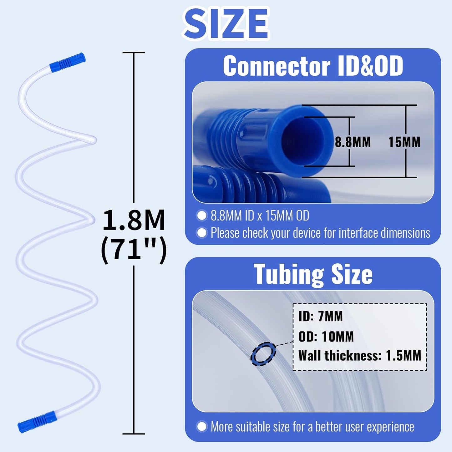 3 PCS 71" Suction Tubing Hoses Extended Suction Connection Tube for Home Use, Flexible & Portable Hoses Vacuum Fits Various Devices