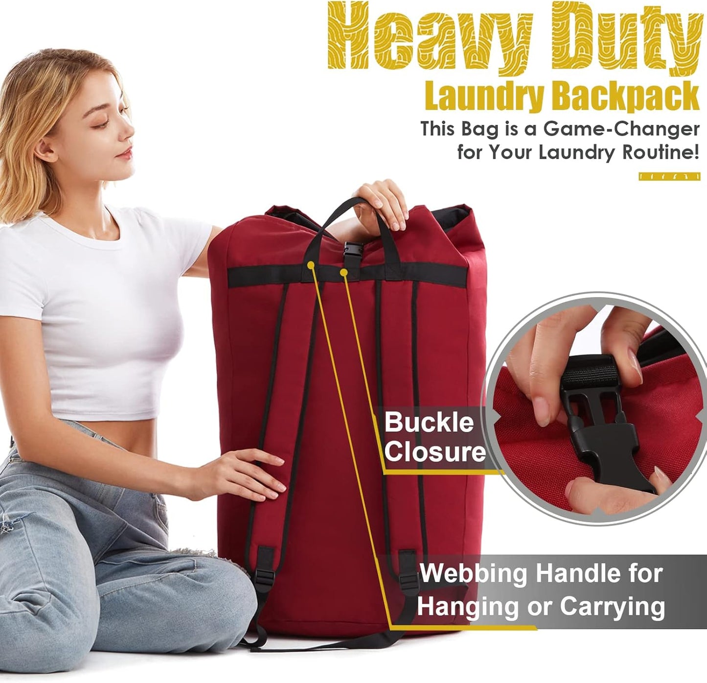 Extra Large Laundry Bag 115L, College Dorm Room essentials, Laundry Backpack Bag for College, Red Laundry Bag Backpack, Heavy Duty Laundromat Bags, Portable Laundry Duffle Bag for Camping, Apartment