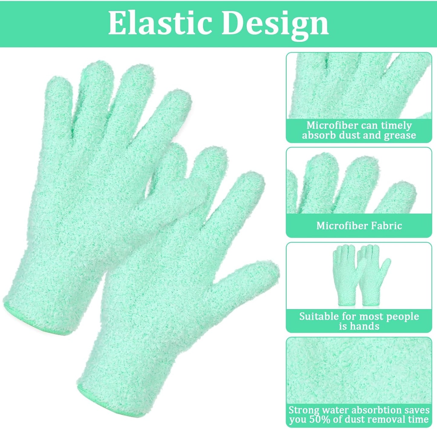 Ouligay Microfiber Gloves for Plant Dusting, Reusable Washable Micro Fiber Cleaning Gloves Mittens Dusting Glove Dust Cloth Glove for Plants Leaf House Indoor Cars Blinds Lamps