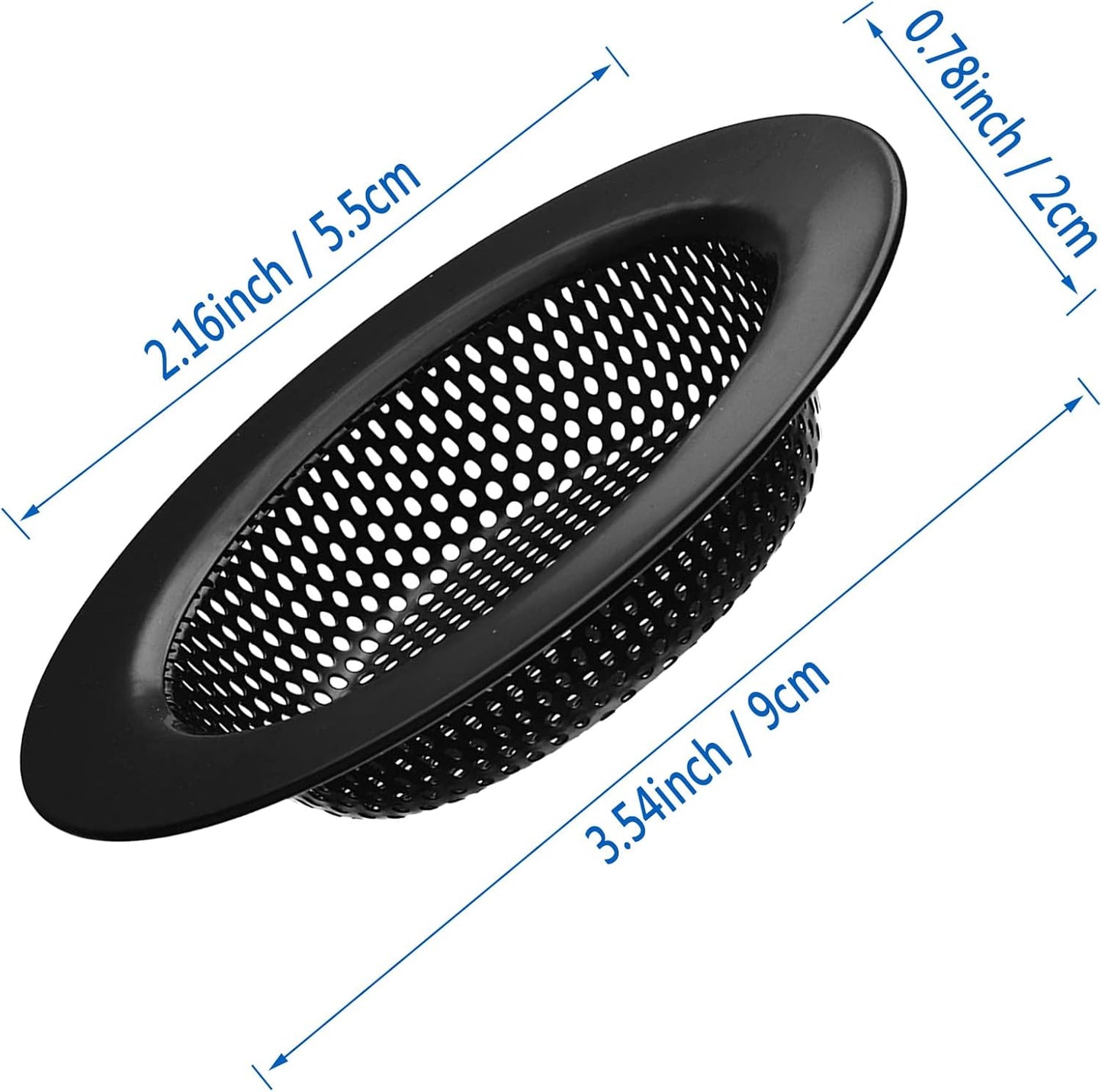 2 Pcs Black Stainless Steel Mesh Sink Drain Strainer, 3.54" Top/2.16" Kitchen Filter Trap Basket,Large Food Catch for Bathroom Bathtub Wash basin Floor drain balcony RV Drain Hole Electroplated Coatin
