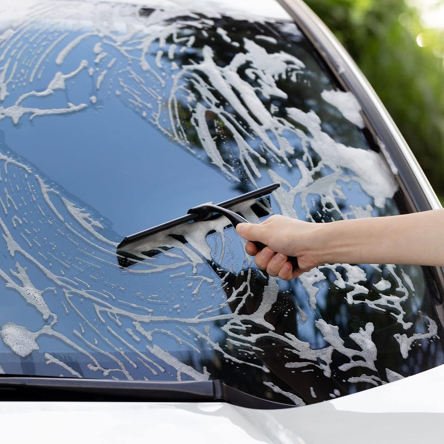 Ettori Shower Squeegee for Glass Doors, Squeegee for Shower Glass Door, Window and Car Glass, Mirrors - All-Purpose Stainless Steel Squeegee, 10 Inches and Black