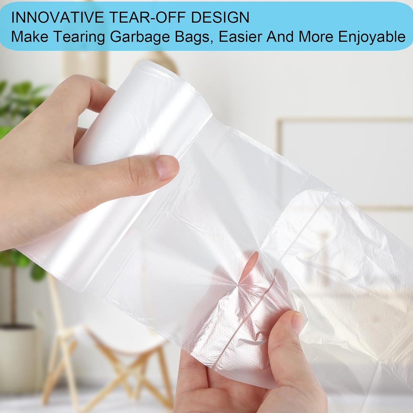 2 Gallon Small Plastic Trash Bags, 7.5 Liters Clear Wastebasket Liners Garbage Bags for Home, Office, Bathroom, 100 Counts