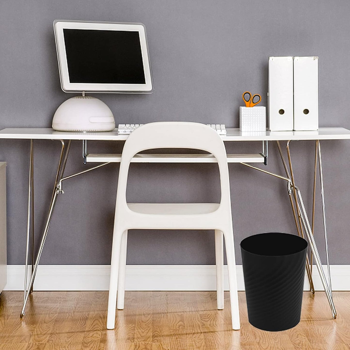 UUJOLY Plastic Small Trash Can Wastebasket, Garbage Container Basket for Bathrooms, Laundry Room, Kitchens, Offices, Kids Rooms, Dorms, (Black, 1.8 Gallon/2 Pack)