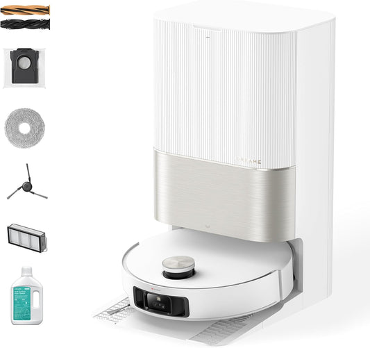 DREAME X50 Ultra Complete Robot Vacuum and Mop with Auto-Empty and Mop Self-Cleaning, 20,000Pa Suction, Obstacle Avoidance and 360° Navigation, Corner to Edge Deep Cleaning, Detangling Brush (White)