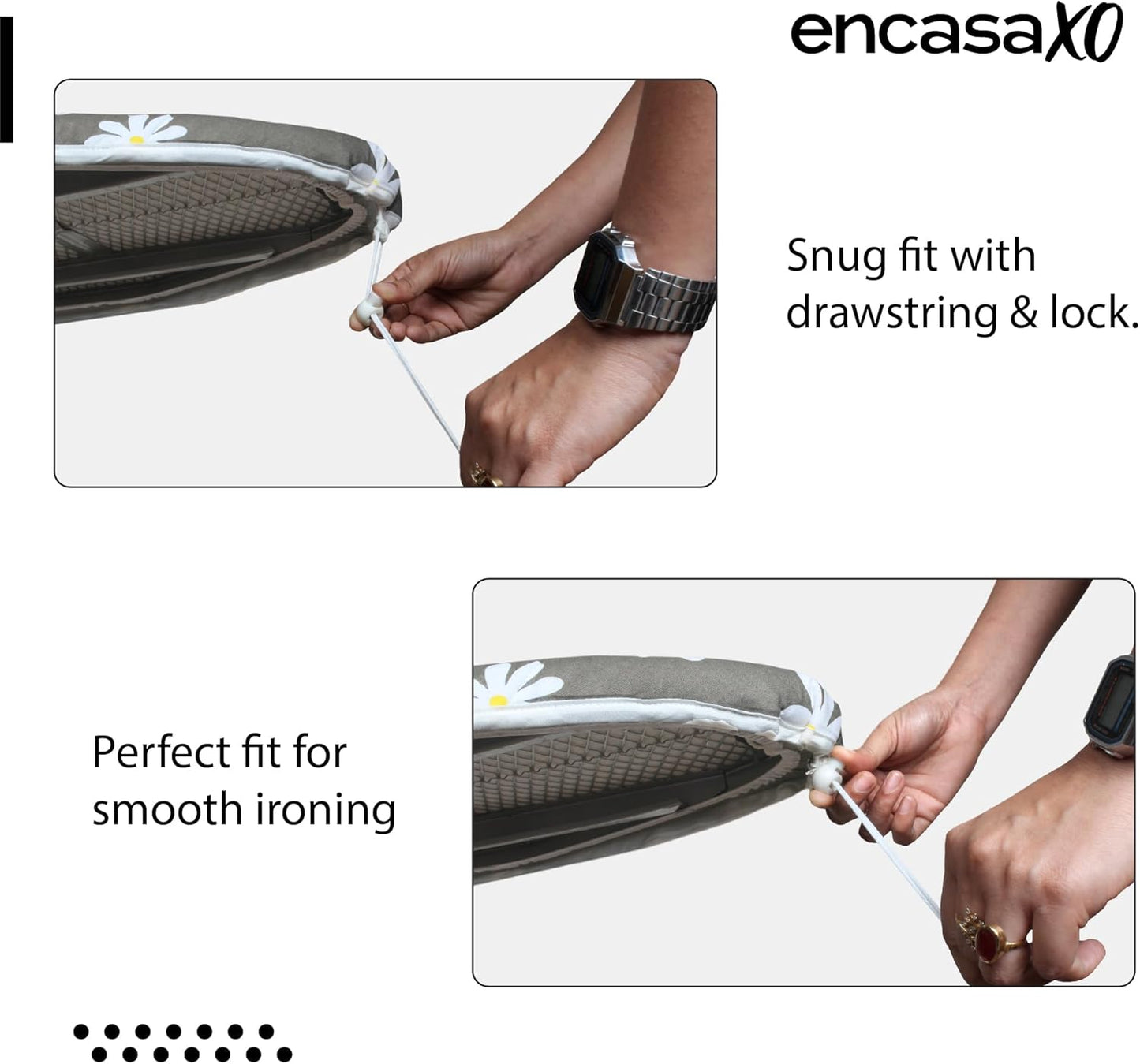 Encasa XO Ironing Board Cover and Pad 42"x14" - Thick 3mm Felt Padding, Drawstring Tightening & Lock, Easy Fit, Scorch & Stain Resistant, Fits Medium Ironing Board - Peach Tiles