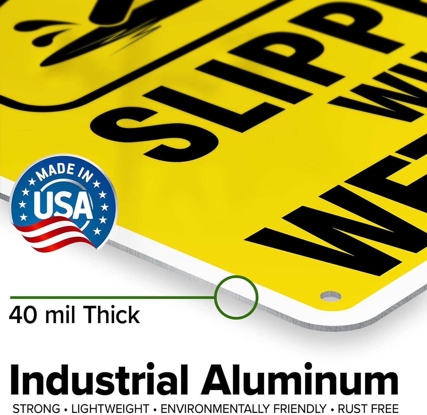 Caution Slippery When Wet Sign or ICY Sign, 10"x14" 0.40 Aluminum, Fade Resistance, Indoor/Outdoor Use, USA MADE By My Sign Center