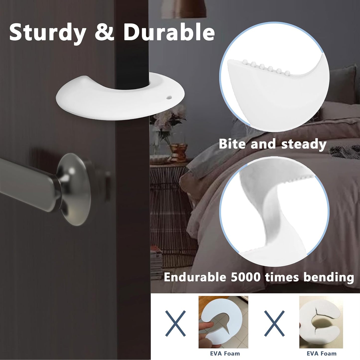 Silicone Door Pinch Guard and Door Slam Stopper, Durable Finger Pinch Guard, Prevents Pinch Injuries, Slamming Doors, Door Stopper for Kids, 6 Packs White.