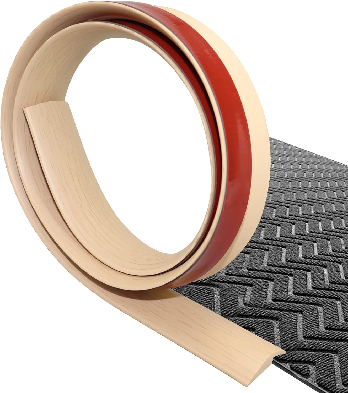 Floor Transition Strip Self Adhesive Carpet & Flooring Transitions Edging Trim Strip PVC Threshold Transitions Suitable for Threshold Height Less Than 5mm (3.3Ft, Wood Grain Beige-New)