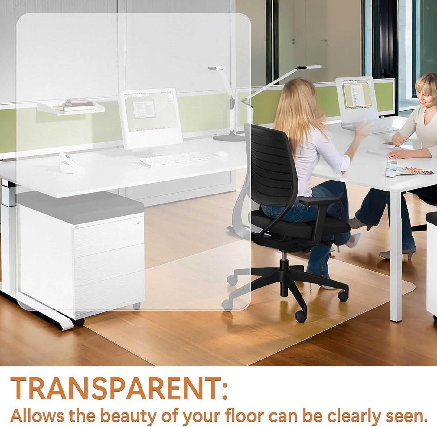 Office Chair Mat for Hardwood Floor- 46" x 60" Clear Desk Computer Chair Mat for Hard Wood/Tile Floors, Easy Glide Plastic Mat for Under Office Chairs on Hardwood for Work & Home