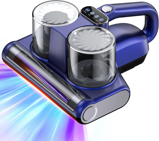 Mattress Vacuum Cleaner, 16Kpa Bed Vacuum Cleaner with 253.7nm UV-C Light & Heating & Ultrasonic Quintuple Tech & 30000 RPM/Min Brushroll Rotation, Widened Suction Port, 500W, Corded