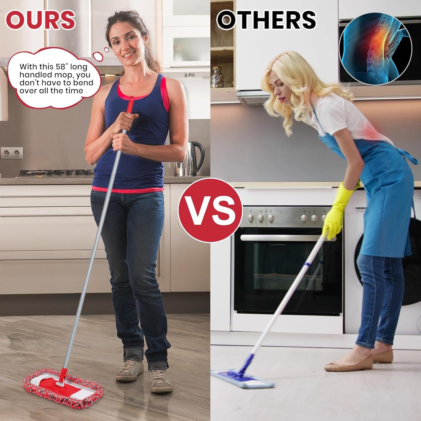 MAVRIZ Dust Mops for Hardwood Floors Cleaning Washable Wet and Dry Mop with 58" Long Handle, Microfiber Mop for Laminate, Vinyl, Wood, Tile Floors