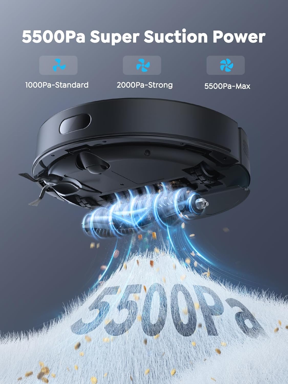 Vyzzle E20 Robot Vacuum and Mop, 60-Day Robot Vacuum Self Emptying, 5500Pa Suction, Zoned & Scheduled Cleaning, LiDAR Navigation, Vacuum Robot for Pet Hair, Carpets, Floors, WiFi/App/Voice Control